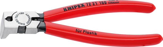 Pliers with bent side cutting edge, 85°, for plastic veneers, 160 mm, KNIPEX