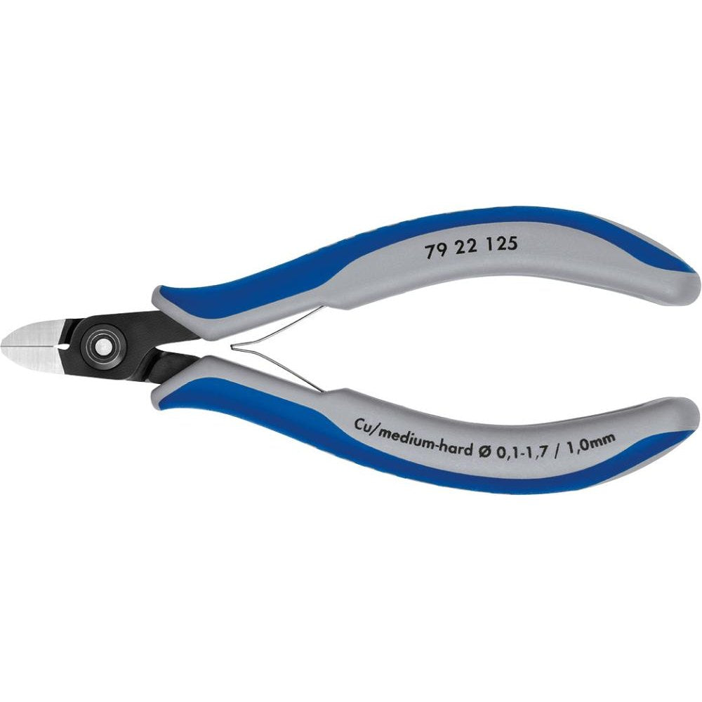 Cleste cu tais lateral, de precizie, pentru electronisti, 125mm, fara fasete, cap rotund, 79 22 125, KNIPEX - sefira.ro