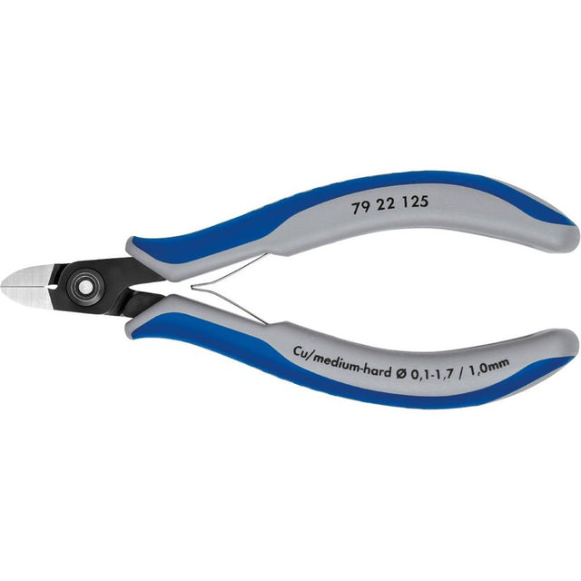 Cleste cu tais lateral, de precizie, pentru electronisti, 125mm, fara fasete, cap rotund, 79 22 125, KNIPEX - sefira.ro