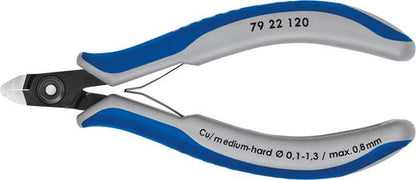 Precision side-cutting pliers for electronics, 120mm, DIN 9654, KNIPEX