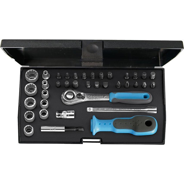 Set chei tubulare, antrenare 1/4", 37 buc, Check tool, Nr. D 20 KMU-20, GEDORE - sefira.ro