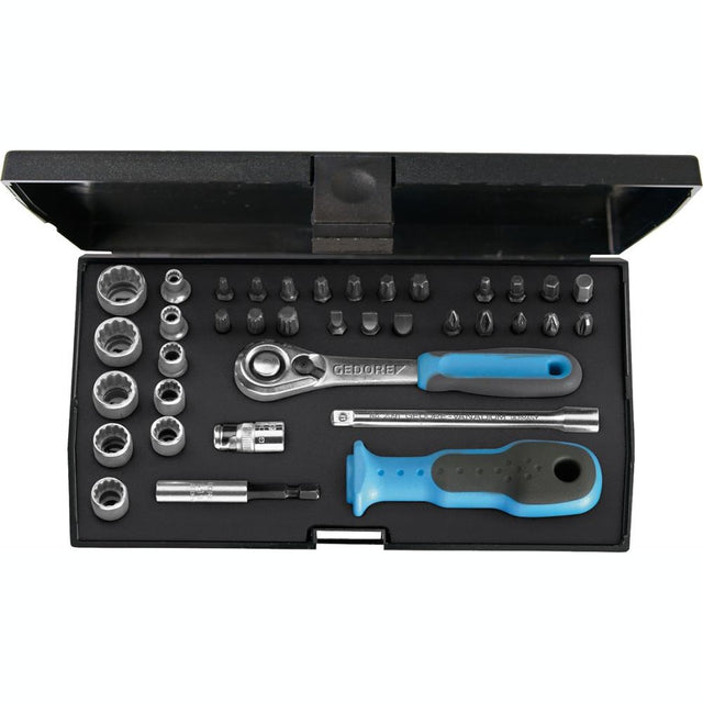 Set chei tubulare 1/4", in toli americani, 37 buc, Check tool, Nr. D 20 KAU-20, GEDORE - sefira.ro