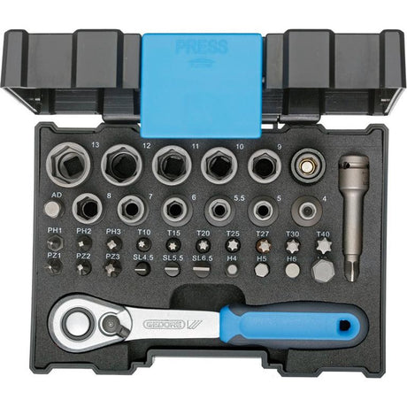 Set chei tubulare, antrenare 1/4", 35 buc, GEDORE - sefira.ro