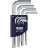 Set chei hexagonale, 1.5 - 10 mm, forma L pentru suruburi interior 6 canturi, set 9 buc, DIN911, FORUM - sefira.ro