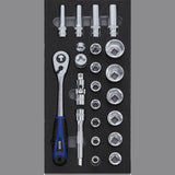 Modul chei tubulare si antrenor clichet 1/2", 23 buc, FORUM - sefira.ro