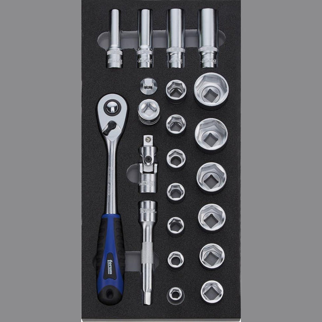 Modul chei tubulare si antrenor clichet 1/2", 23 buc, FORUM - sefira.ro