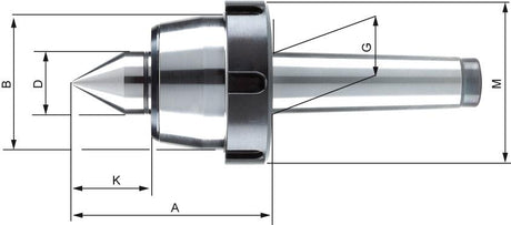 Varf de centrare rotativ cu coada conica, MK2, Ø45mm, A65mm, ROHM - sefira.ro