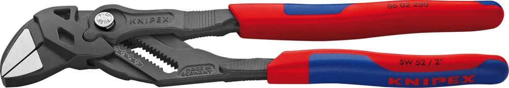 Adjustable pliers, wrench type, 250mm, two-component handle, for 2 inch pipes, black, KNIPEX