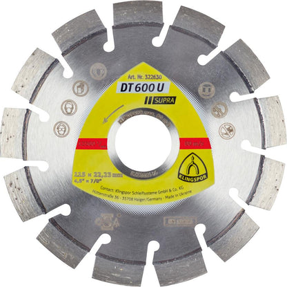 Disc de debitat diamantat, DT600U, pentru beton, materiale de constructie, 115x2.4mm, KLINGSPOR