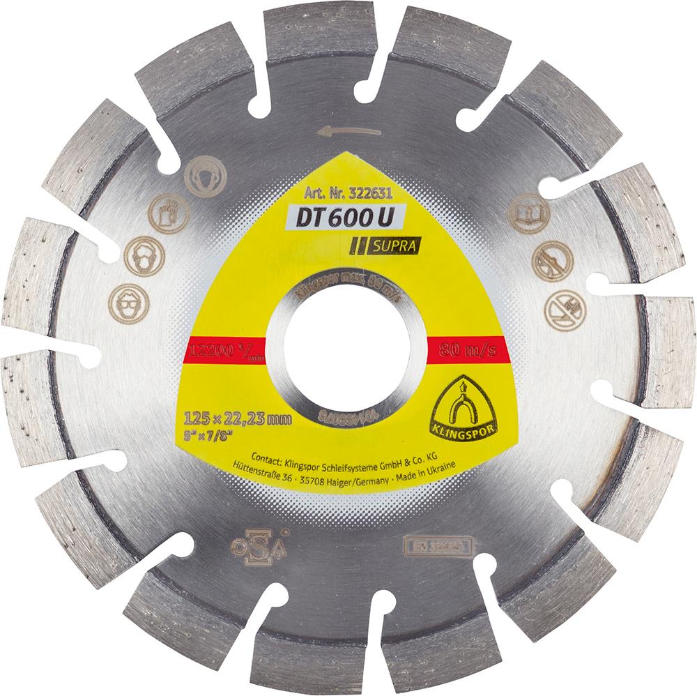 Disc de debitat diamantat, DT600U, pentru beton, materiale de constructie, 115x2.4mm, KLINGSPOR