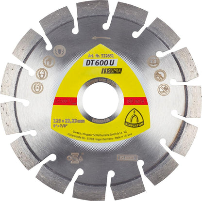 Disc de debitat diamantat, DT600U, pentru beton, materiale de constructie, 115x2.4mm, KLINGSPOR