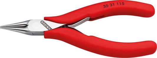 Electronics pliers, 115mm, sharp-round jaws 22.5mm, smooth, KNIPEX