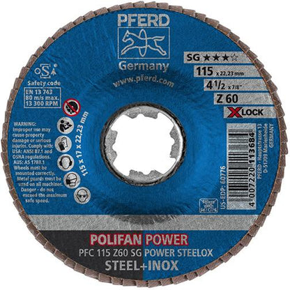 Disc lamelar X-LOCK Z SG POWER STEELOX pentru otel, inox, 115mm, curbat, gran.40, cal