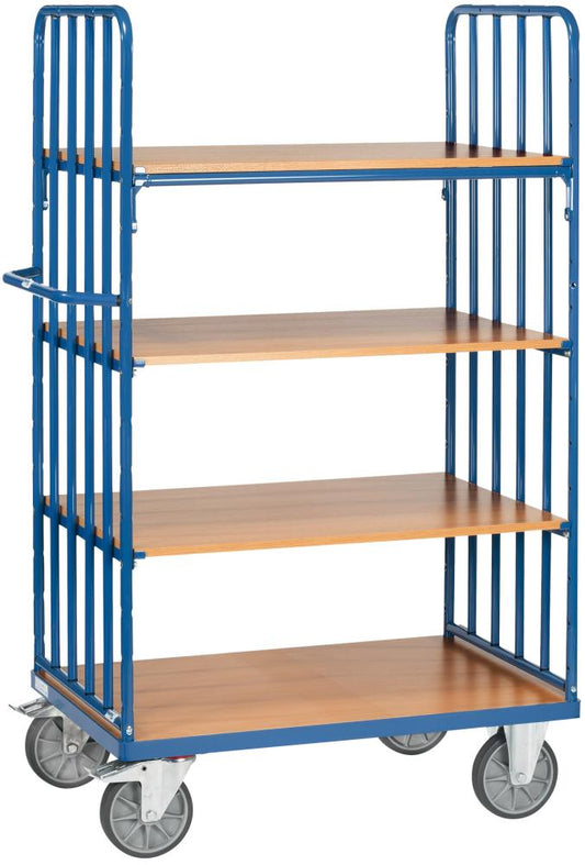 Shelving trolley, modular system, front walls with bars, 1000x600mm, FETRA