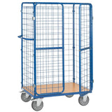 Carucior de transport pachete, cu pereti din grilaj de sarma, capac si usi rabatante, 1.000 x 600 mm - sefira.ro