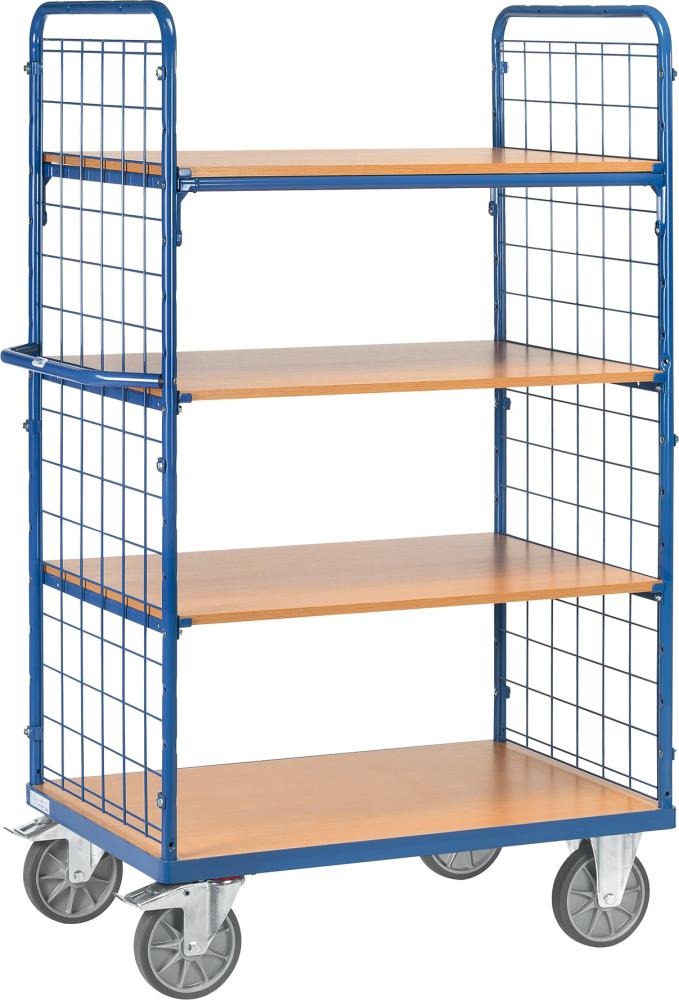 Carucior cu rafturi, sistem modular, pereti frontali cu bare, 1000x600mm, FETRA - sefira.ro