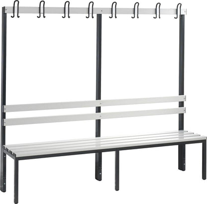 Bench on one side with hook L1000mm, with plastic slats.