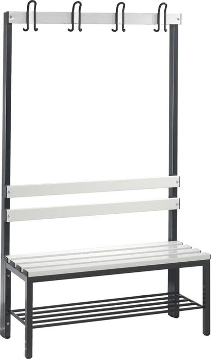 Bench on one side with hook L1000mm, with plastic slats.