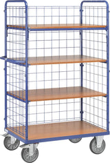 Carucior cu rafturi, sistem modular, pereti frontali cu bare, 1000x600mm, FETRA - sefira.ro