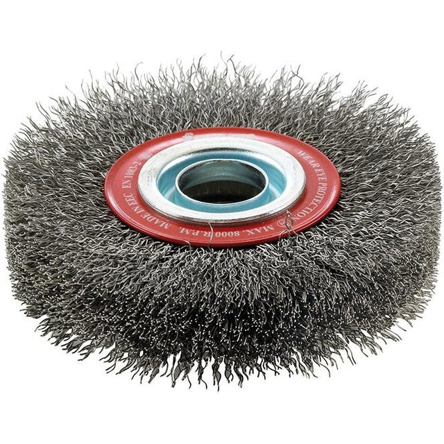 Perie de sarma din otel rounda, sarma 0,3mm ondulata, Ø perie 100x20mm, gaura 20mm, FORUM - sefira.ro