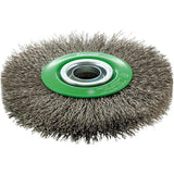 Perie de sarma din inox rotunda, sarma 0,3mm ondulata, Ø perie 125x22mm, gaura 20mm, FORUM - sefira.ro