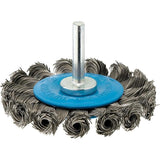 Perie de sarma din alama rotunda, Ø perie 75 x 12mm, coada 6mm, sarma 0.5mm impletita, FORUM - sefira.ro