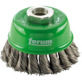 Perie de sarma din inox tip oala, sarma 0,35 rasucita, Ø perie 65mm, prindere M14x2, FORUM - sefira.ro