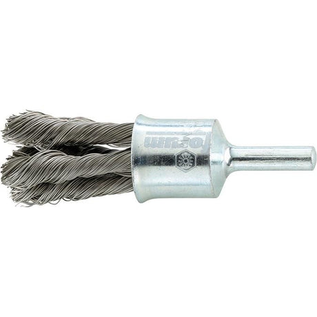 Perie de sarma din inox tip pensula, Ø perie 20mm, coada 6mm, sarma 0.26x29mm impletita, FORUM - sefira.ro