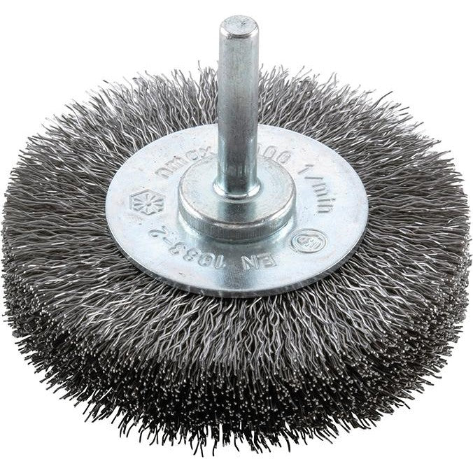 Perie de sarma din otel rotunda, Ø perie 30 x 9mm, coada 6mm, sarma 0.2mm ondulata, FORUM - sefira.ro