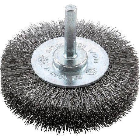 Perie de sarma din otel rotunda, Ø perie 30 x 9mm, coada 6mm, sarma 0.2mm ondulata, FORUM - sefira.ro