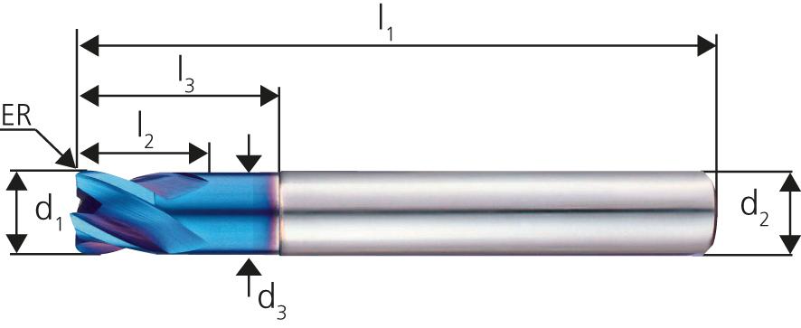 Freza toroidala din carbura monobloc, 1.0/0.1mm, coada 3mm, TiAIN, DIN6535 HA, FORUM