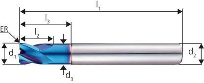 Freza toroidala din carbura monobloc, 1.0/0.1mm, coada 3mm, TiAIN, DIN6535 HA, FORUM