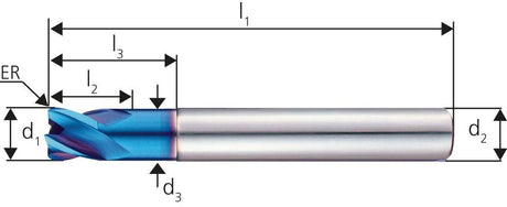Freza toroidala din carbura monobloc, 1.0/0.1mm, coada 3mm, TiAIN, DIN6535 HA, FORUM - sefira.ro