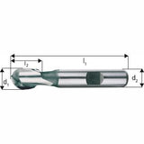 Freza cap sferic, extra scurta, HSS-Co8% 11.0mm, N, 2 tasuri, FORUM (LICHIDARE STOC) - sefira.ro