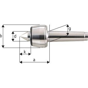 Varf de centrare rotativ, MK1, Ø36mm, A60.5mm, FORUM - sefira.ro