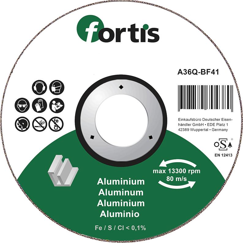 Cutting disc for aluminum, non-metals, 115x1.0mm, straight, FORTIS