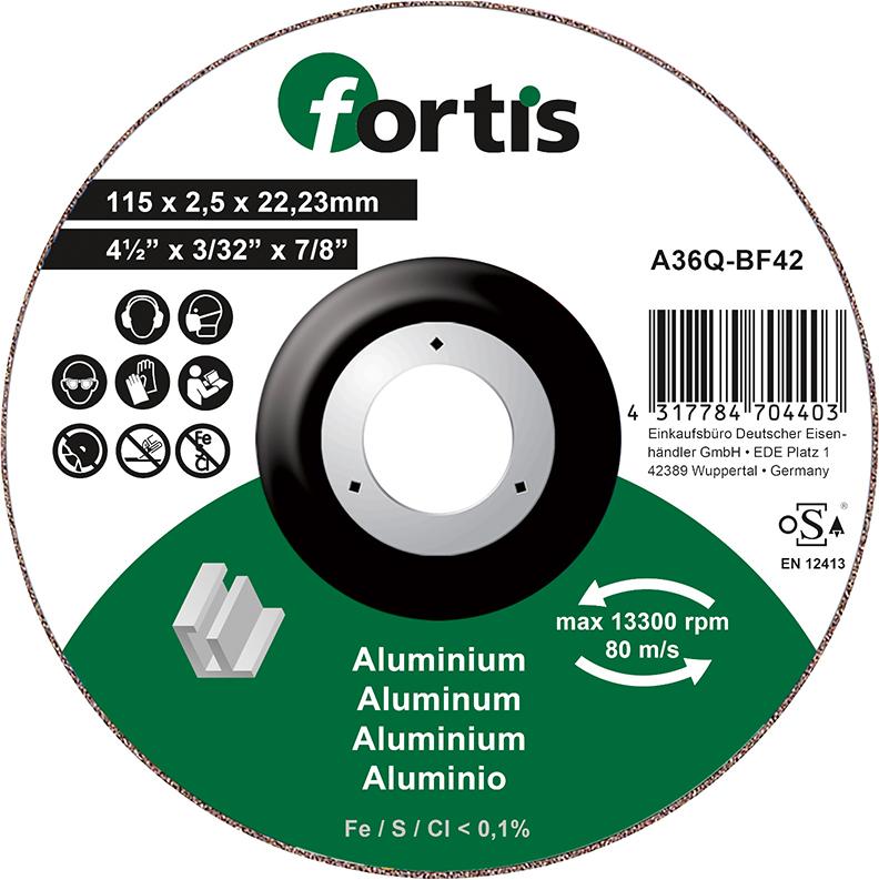 Disc de debitat pentru aluminiu, nemetale, 115x1,0mm, drept, FORTIS