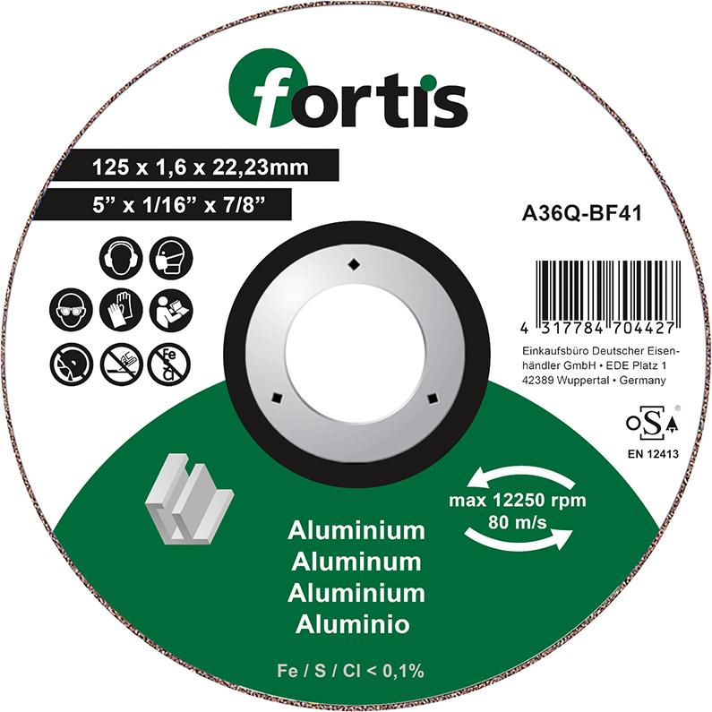 Disc de debitat pentru aluminiu, nemetale, 115x1,0mm, drept, FORTIS