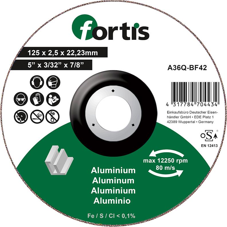 Cutting disc for aluminum, non-metals, 115x1.0mm, straight, FORTIS