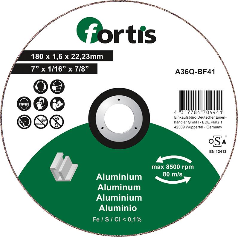 Disc de debitat pentru aluminiu, nemetale, 115x1,0mm, drept, FORTIS