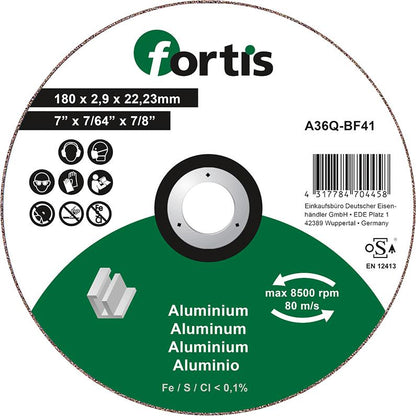 Disc de debitat pentru aluminiu, nemetale, 115x1,0mm, drept, FORTIS