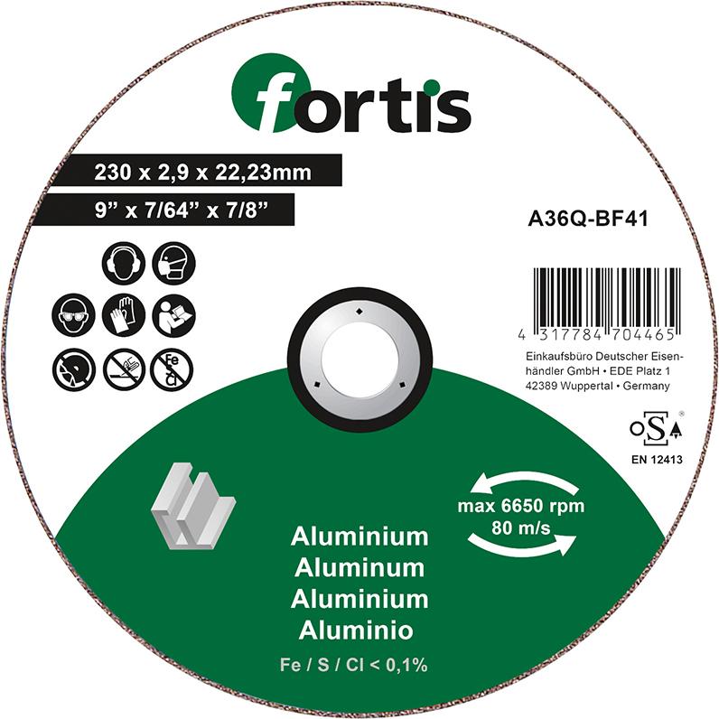 Cutting disc for aluminum, non-metals, 115x1.0mm, straight, FORTIS