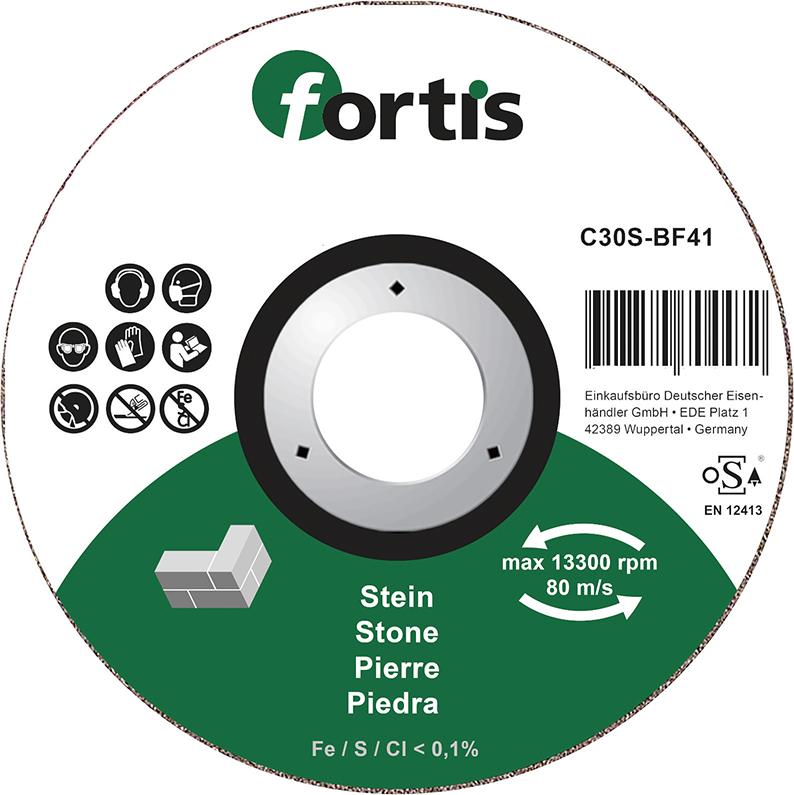 Disc de debitat pentru piatra, 115x2,5mm, drept, FORTIS