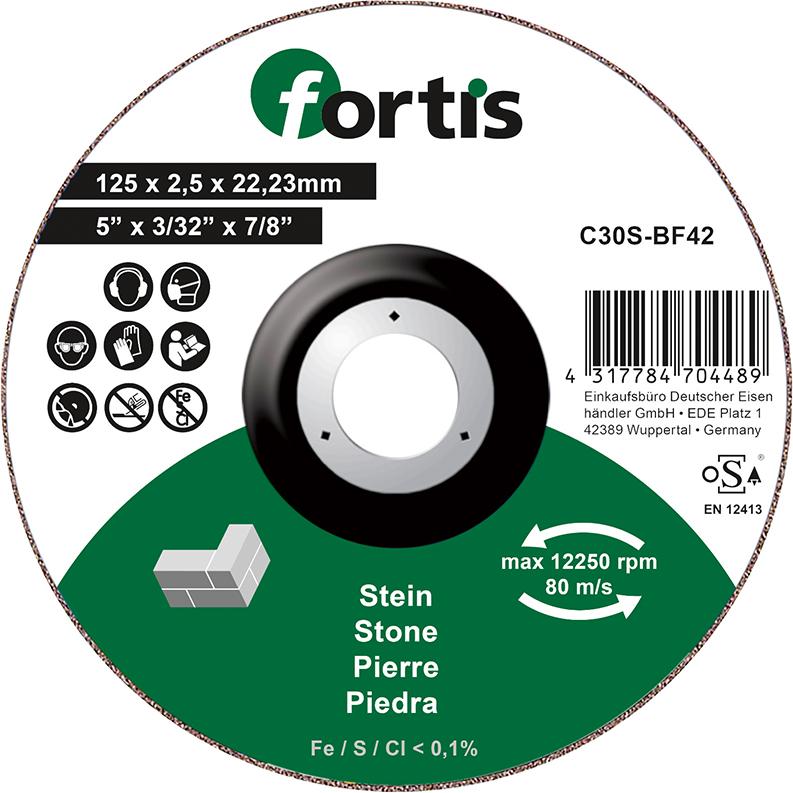 Stone cutting disc, 115x2.5mm, straight, FORTIS