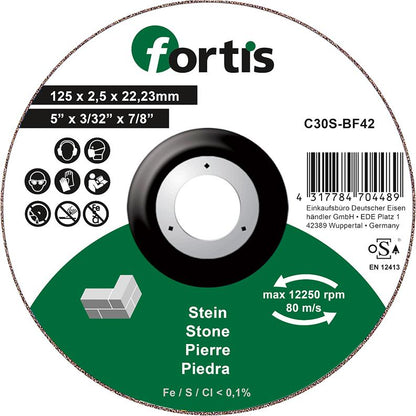 Disc de debitat pentru piatra, 115x2,5mm, drept, FORTIS