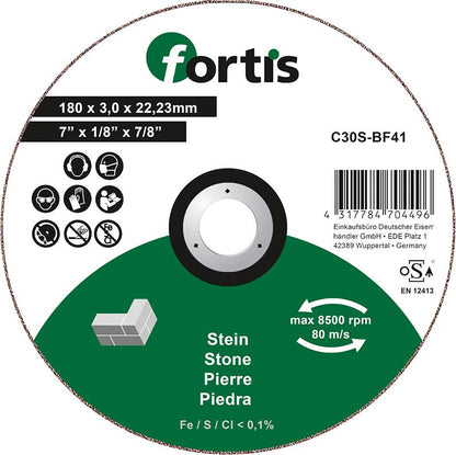 Disc de debitat pentru piatra, 115x2,5mm, drept, FORTIS