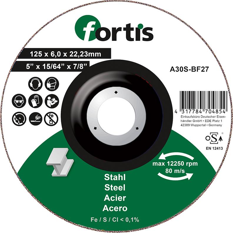 Disc de polizat pentru otel, 115x6,0mm, curbat, FORTIS - sefira.ro