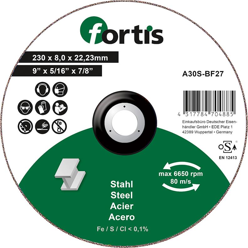 Disc de polizat pentru otel, 115x6,0mm, curbat, FORTIS