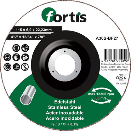 Polishing disc for stainless steel, 115x6.0mm, curved, FORTIS