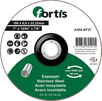 Polishing disc for stainless steel, 115x6.0mm, curved, FORTIS